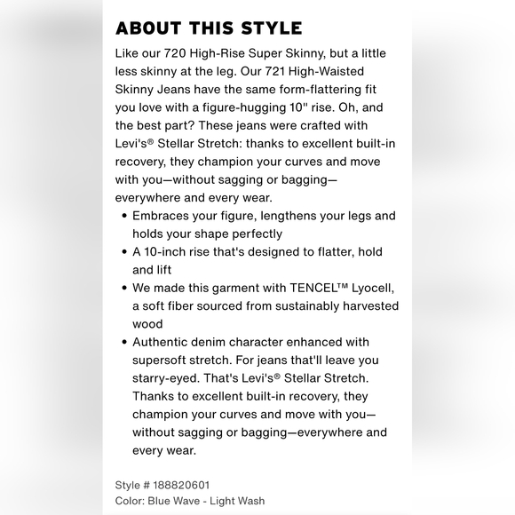 Levi's Premium721 High Rise Skinny Women's Jeans - Picture 8 of 8